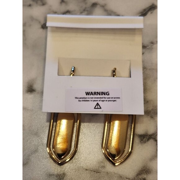 Gold-Tone Chaps Drop Earrings With Abalone Shell Accents - Picture 3 of 5